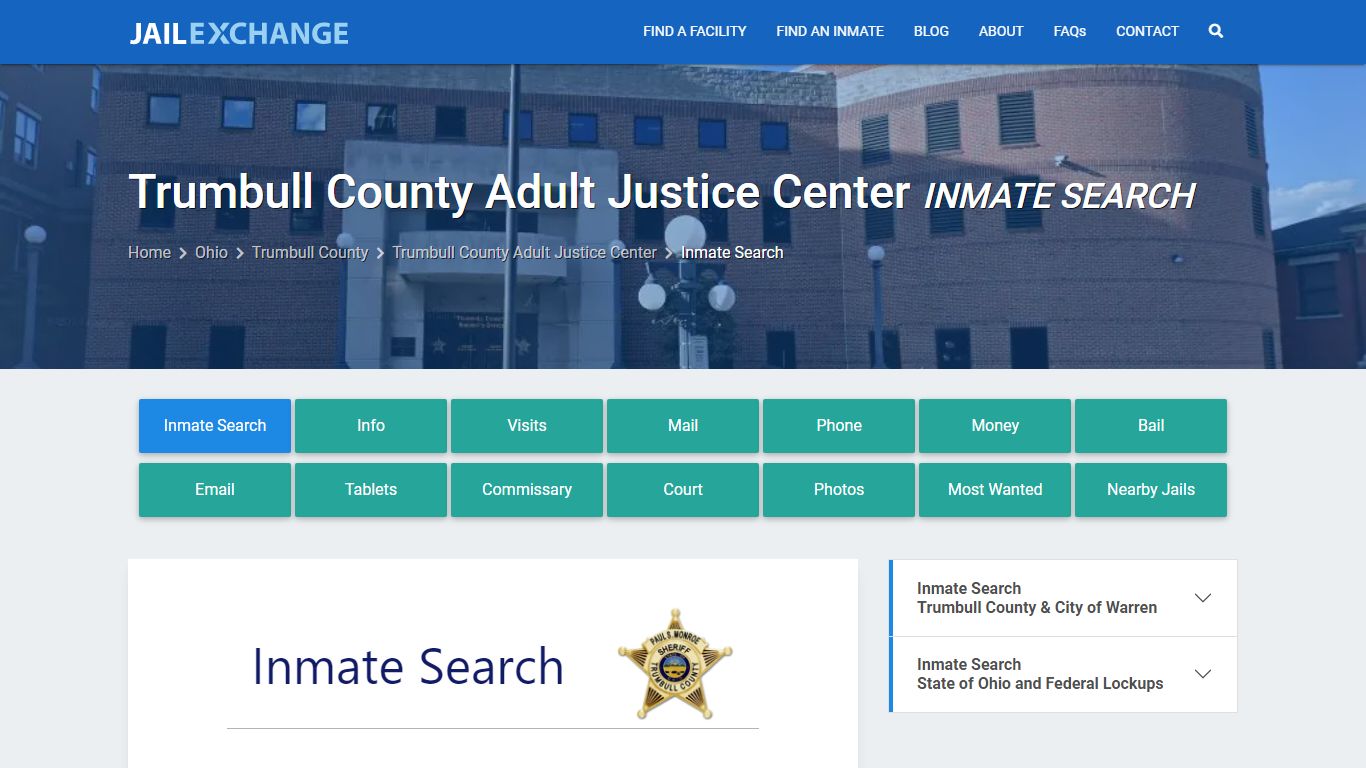 Trumbull County Adult Justice Center Inmate Search - Jail Exchange